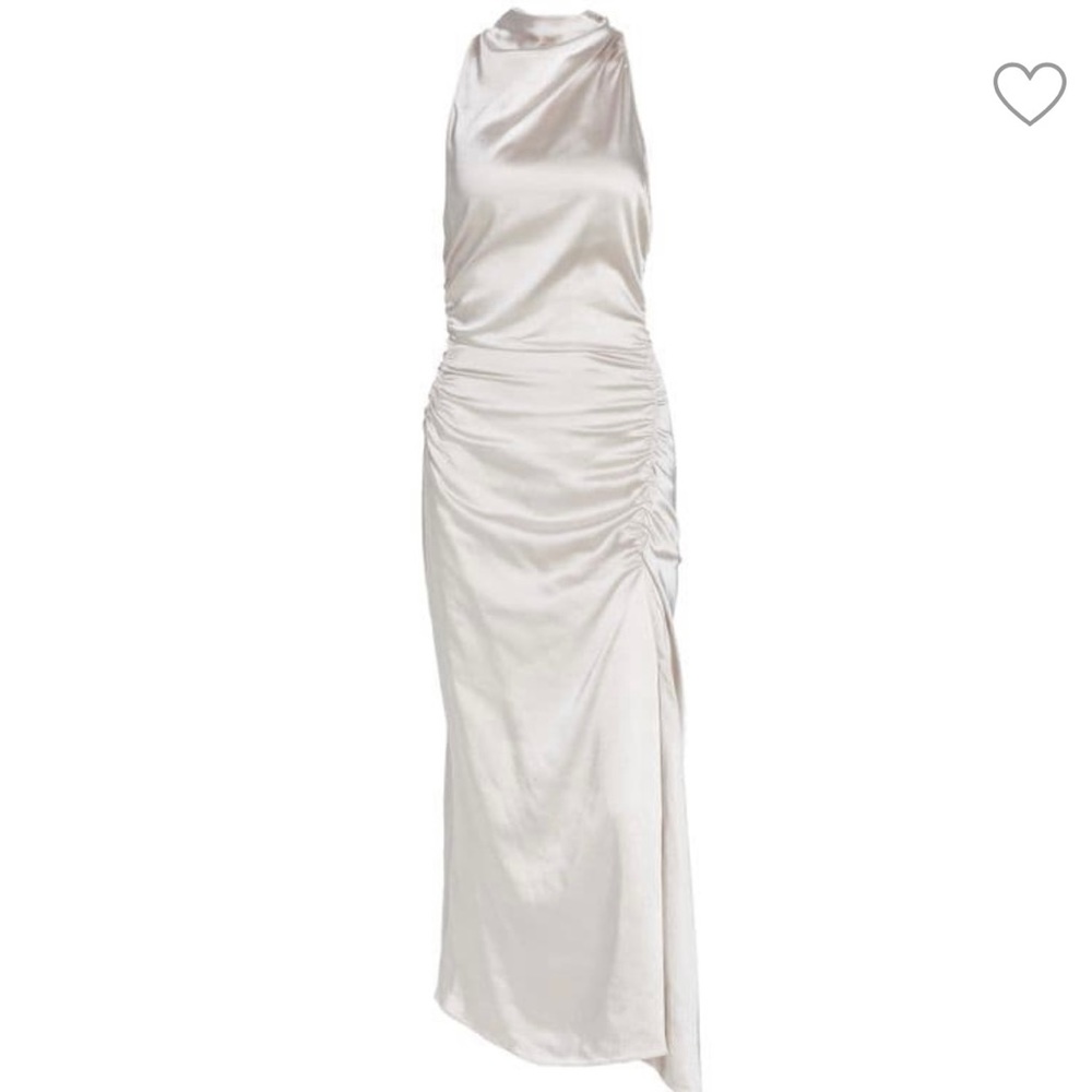 Inez Draped High-Neck Midi Dress